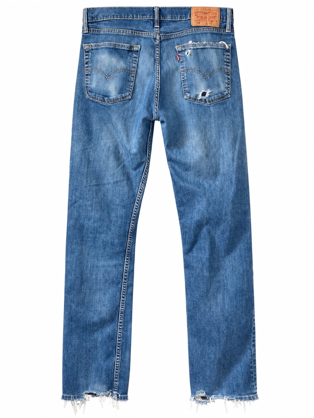 Levi’s 513 Straight Men’s Jeans 31x34 Medium Wash Distressed Denim
